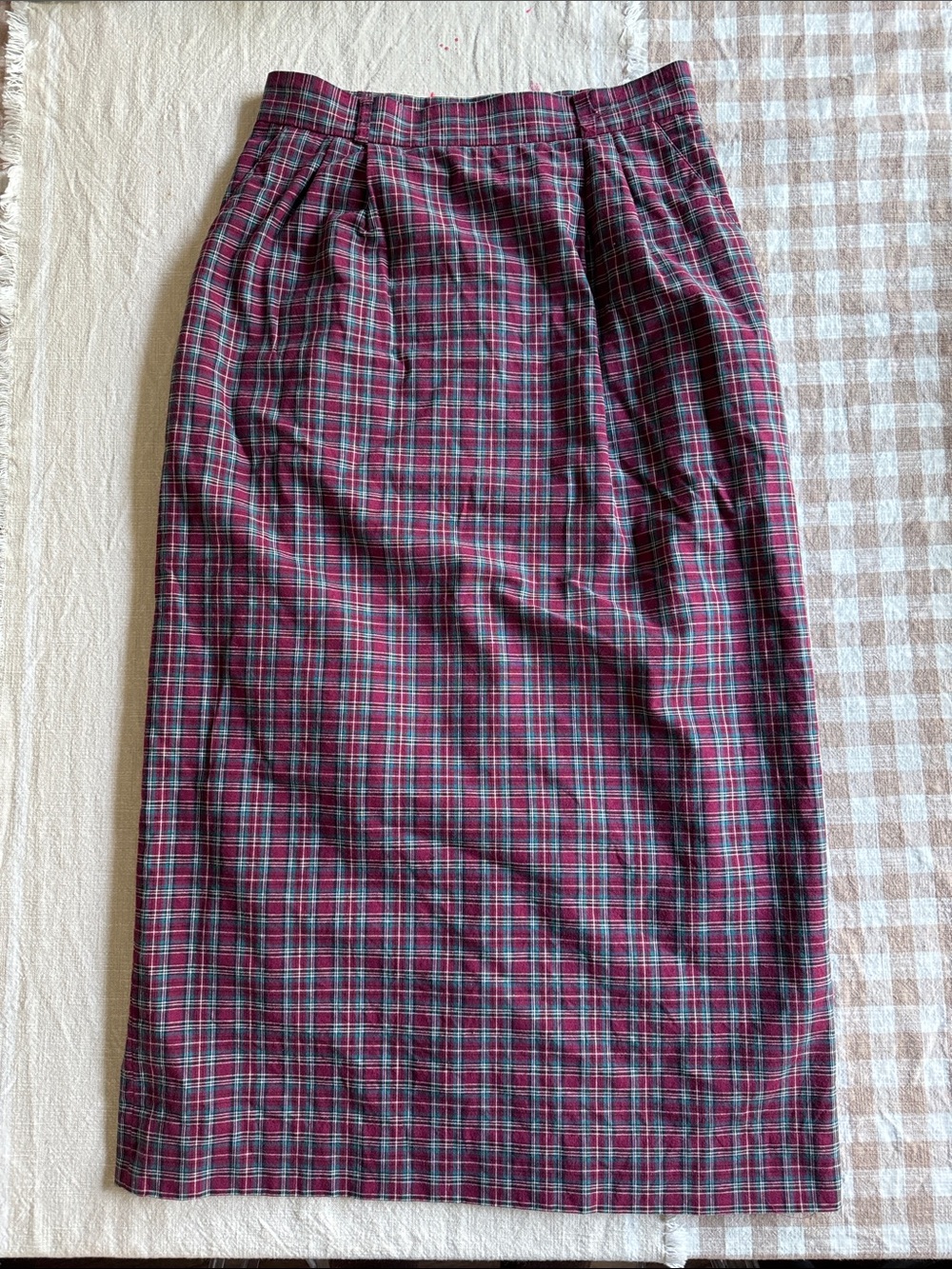 david brooks Red and Green Plaid Pencil Skirt
